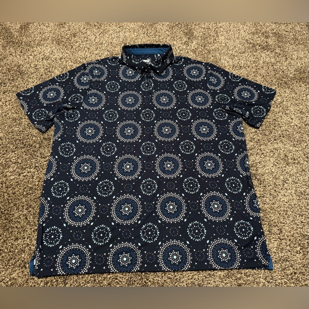 Puma Men's Navy Geometric Pattern Golf Polo Sz XL